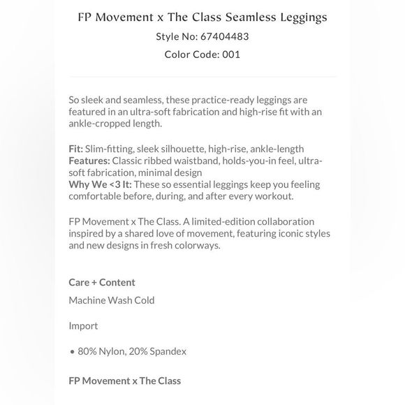 Free People X The Class Hi Rise Leggings Set NWOT! Size XS/S - Picture 10 of 12